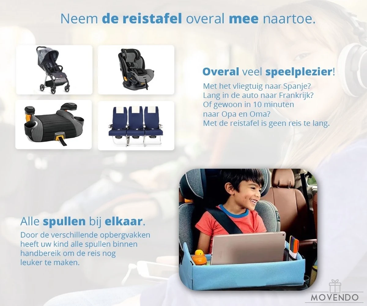 ‘’MOVENDO’’ Reistafel Voor Auto Kinderen – Autotafel – Speeltafel Auto – Travel Tray – Tekentafel – Opvouwbaar Met Tablethouder - Blauw 7 ‘’MOVENDO’’ Reistafel Voor Auto Kinderen – Autotafel – Speeltafel Auto – Travel Tray – Tekentafel – Opvouwbaar Met Tablethouder - Blauw - Afbeelding 5