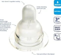 Difrax Flessenspeen Natural - Maat Medium - 2 Stuks -Babyproducten Verkoop 1200x1082