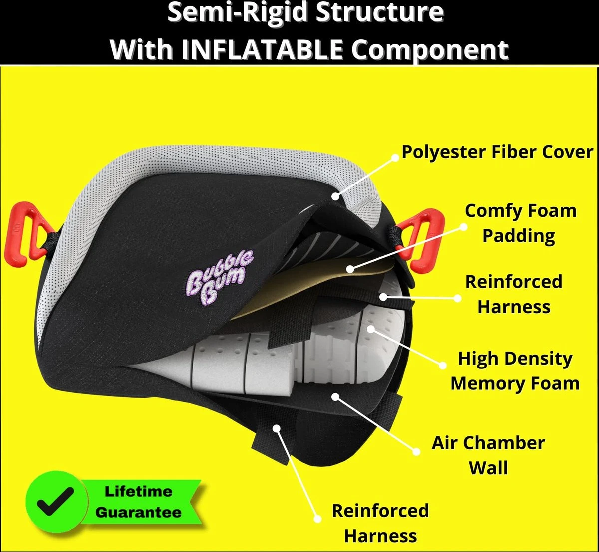 BubbleBum - Inflatable Child's Safety Booster Seat - Raspberry 7 BubbleBum - Inflatable Child's Safety Booster Seat - Raspberry - Afbeelding 5