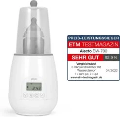 Alecto BW-700 - Snelle Digitale Flessenwarmer 500W Voor Opwarmen, Steriliseren En Ontdooien - Inclusief Stoomkap - Bediening Via Display - Wit -Babyproducten Verkoop 1200x1176