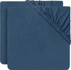 Jollein Baby Hoeslaken Ledikant Jersey 60x120cm - Jeans Blue - 2 Stuks