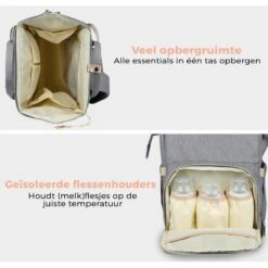 LifeGoods Luiertas Rugzak - Incl. Buggy En Kinderwagen Haken - Complete Set - 23.8 L - Grijs -Babyproducten Verkoop 1200x1200 248