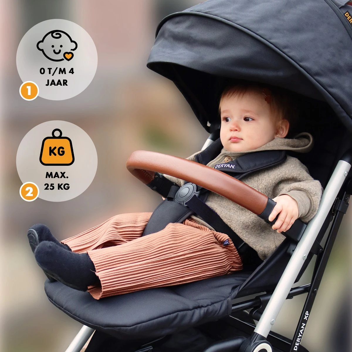 Deryan Luxe XP Buggy XL - Compact Lichtgewicht - Zwart - Aluminium Frame 5 Deryan Luxe XP Buggy XL - Compact Lichtgewicht - Zwart - Aluminium Frame - Afbeelding 3