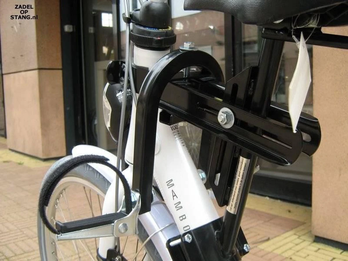 Zadel Op Stang Model 4 Kinderzitje Voor Damesfiets Met Enkele Oversized Onderbuis - Nooit Meer Zwaar Sturen 7 Zadel Op Stang Model 4 Kinderzitje Voor Damesfiets Met Enkele Oversized Onderbuis - Nooit Meer Zwaar Sturen - Afbeelding 5