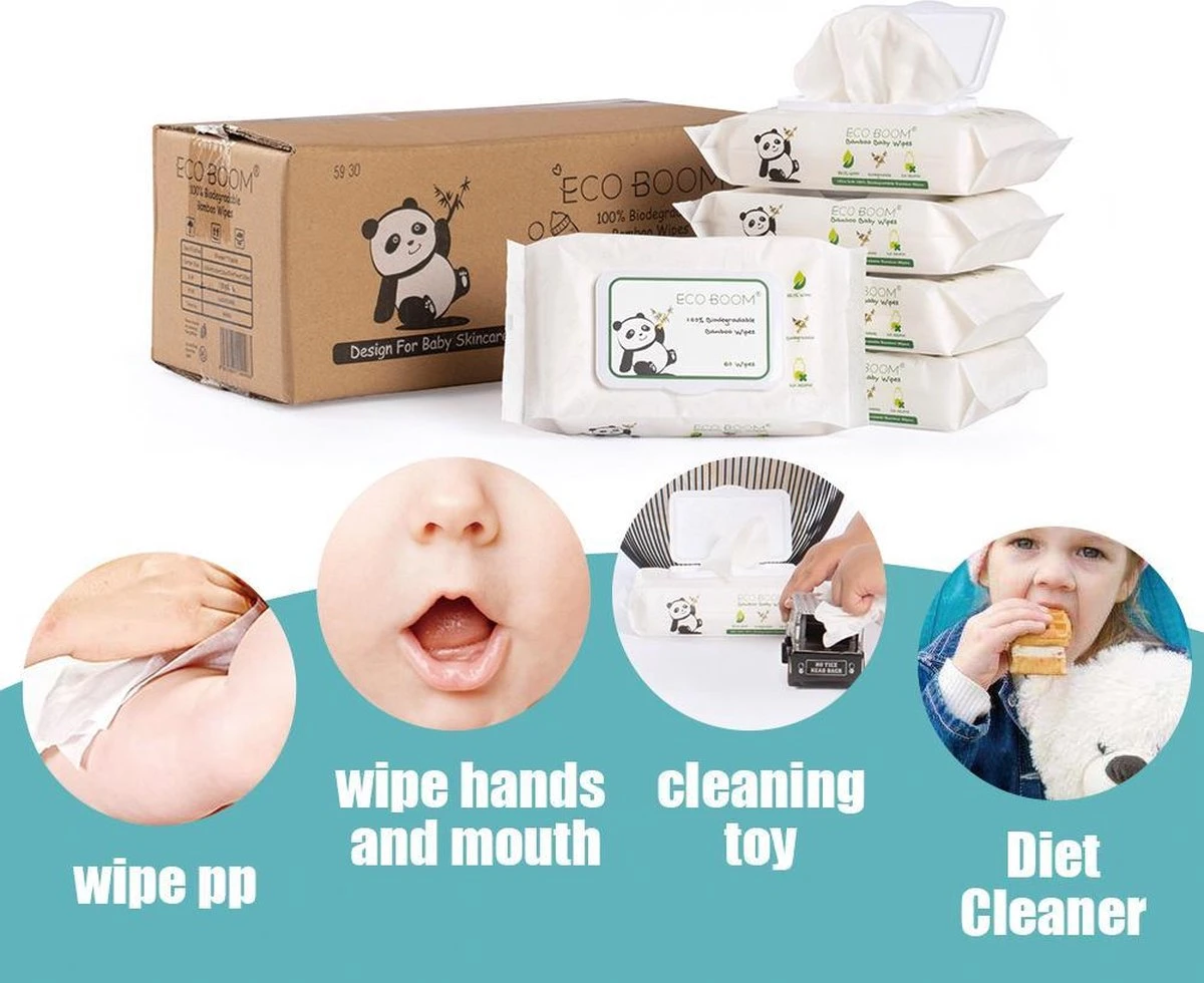 ECOBOOM Bamboo Eco Billendoekjes 9 Pakken (540stks) - 99,5 % Water - Bambo Luierdoekjes - Eco Huiddoekjes - 100 % Afbreekbaar - Bamboe Gezichtdoekjes 8 ECOBOOM Bamboo Eco Billendoekjes 9 Pakken (540stks) - 99,5 % Water - Bambo Luierdoekjes - Eco Huiddoekjes - 100 % Afbreekbaar - Bamboe Gezichtdoekjes - Afbeelding 6