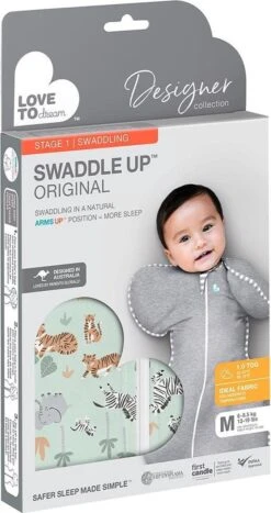 Love To Dream™ Babyslaapzak Swaddle Up™ - Inbakeren - Baby 3-6 Maanden - 6-8.5 Kg - All Season - Safari -Babyproducten Verkoop 635x1200