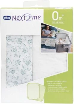 Chicco - Set Van 2 Hoeslakens Blauw Vossenpatroon - Voor Next2Me Wieg -Babyproducten Verkoop 850x1200