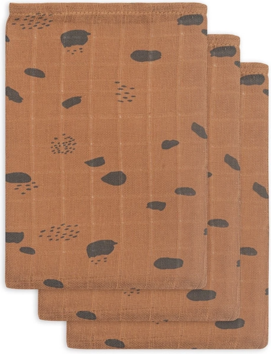 Jollein Baby Hydrofiel Washandje Spot - Caramel - 3 Stuks 3 Jollein Baby Hydrofiel Washandje Spot - Caramel - 3 Stuks